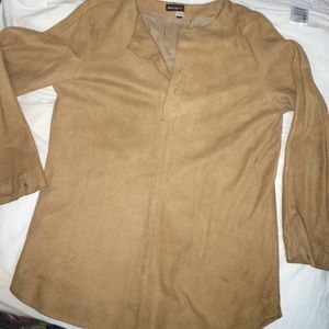 Cesarani suede pullover top. Medium tan